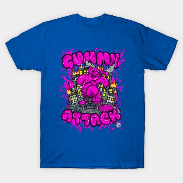 Attack of the Gummybear Pink T-Shirt by GeryArts